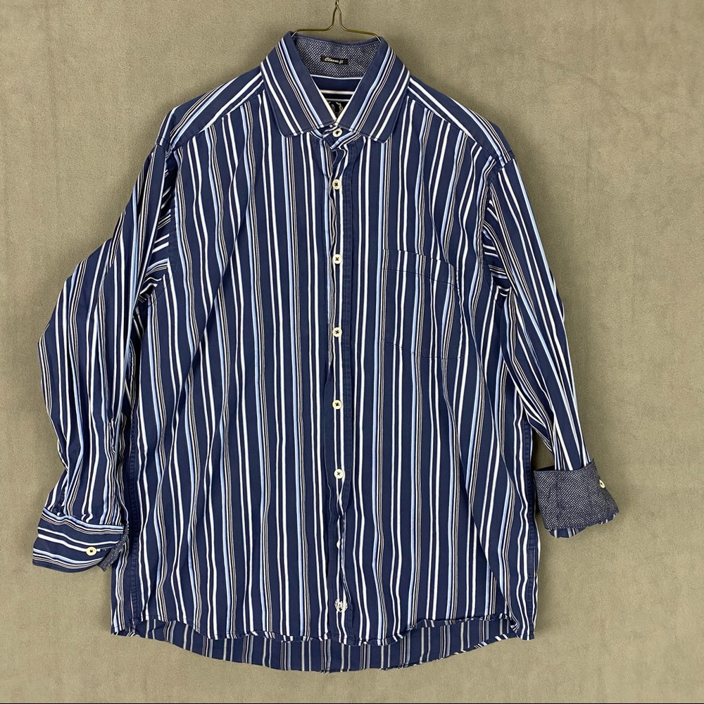 Bugatchi Uomo Men's M Classic Fit Long Sleeve Hidden Button Down Flip Cuff Shirt